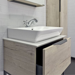 Comforty Тумба с раковиной Порто 60 подвесная дуб дымчатый/серый графит