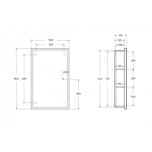 BelBagno Зеркало-шкаф SPC-GRT-500/800-1A-LED-TCH