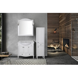 ASB-Woodline Зеркало Салерно 80 белый/патина серебро, массив ясеня