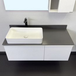 Comforty Мебель для ванной Милан 120 78189 с графитовой столешницей подвесная белая