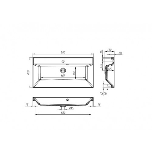BelBagno Тумба с раковиной Vittoria 90 подвесная Pino с раковиной BB900/450-LV-ART-AST-NERO