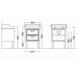 Kerama Marazzi Тумба под раковину Pompei 60, 2 ящика, черная