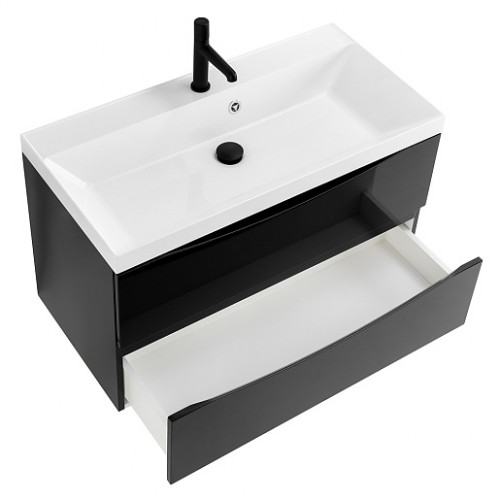 BelBagno Тумба с раковиной Marino 80 подвесная Nero Lucido