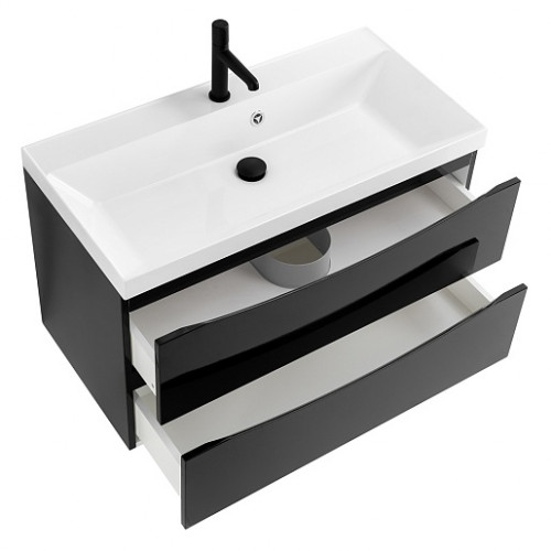 BelBagno Тумба с раковиной Marino 80 подвесная Nero Lucido