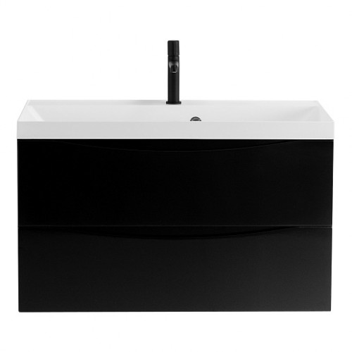 BelBagno Тумба с раковиной Marino 80 подвесная Nero Lucido