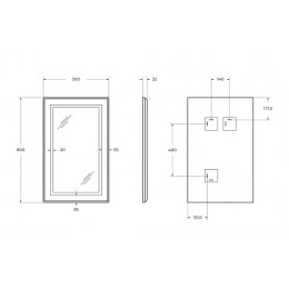 BelBagno Зеркало SPC-KRAFT-500-800-SENS-NERO