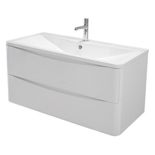BelBagno Тумба с раковиной Acqua 100 подвесная Bianco Lucido