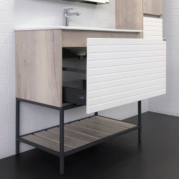 Comforty Мебель для ванной Страсбург 90 Quadro белая матовая/дуб дымчатый