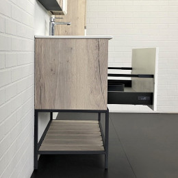 Comforty Мебель для ванной Страсбург 90 Quadro белая матовая/дуб дымчатый