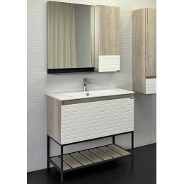 Comforty Мебель для ванной Страсбург 90 Quadro белая матовая/дуб дымчатый