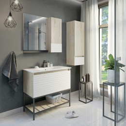 Comforty Мебель для ванной Страсбург 90 Quadro белая матовая/дуб дымчатый