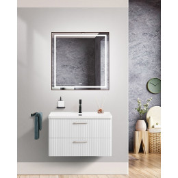 BelBagno Тумба с раковиной Due 80 подвесная Белый металлик