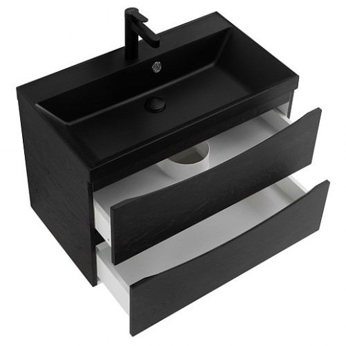 BelBagno Тумба с раковиной Marino 80 подвесная Rovere Cioccolato Amaro с раковиной 80/45 ART-AST-NERO