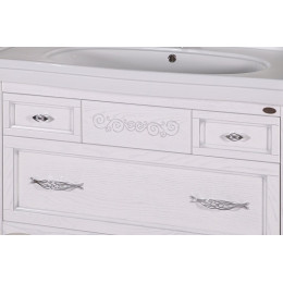 ASB-Woodline Тумба с раковиной Модерн 105 белый, (патина серебро)