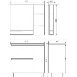 Comforty Тумба с раковиной Верона 90 (Quadro) дуб белый