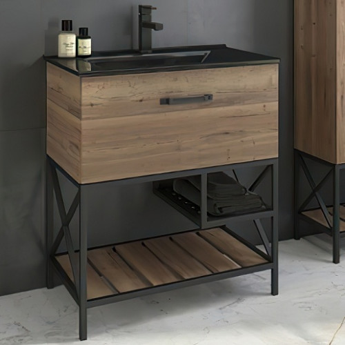 Comforty Тумба с раковиной Бредфорд 75 дуб темный