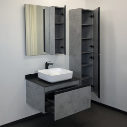 Comforty Зеркальный шкаф Эдинбург 75 бетон светлый