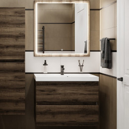Водолей Тумба с раковиной Бест 90 подвесная дуб крымский коричневый