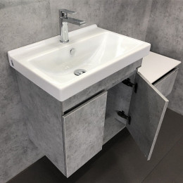 Comforty Мебель для ванной Осло 60 подвесная с зеркалом бетон светлый