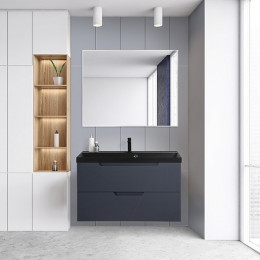 BelBagno Тумба с раковиной Vittoria 100 подвесная Grigio Opaco с раковиной BB1000/450-LV-ART-AST-NERO