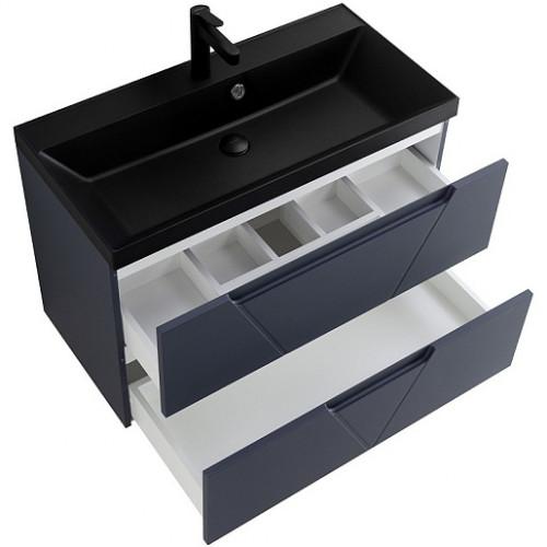 BelBagno Тумба с раковиной Vittoria 100 подвесная Grigio Opaco с раковиной BB1000/450-LV-ART-AST-NERO