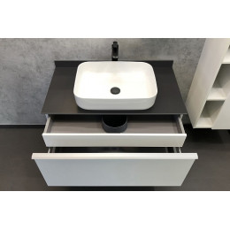 Comforty Тумба с раковиной Милан 90 T-Y9378 с графитовой столешницей подвесная белая