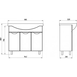 ASB-Mebel Тумба с раковиной Мессина 100/3 белая