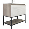 Comforty Тумба с раковиной Страсбург 90 белая матовая/дуб дымчатый