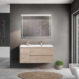 BelBagno Тумба с раковиной Kraft 100 R подвесная Rovere Galifax Bianco