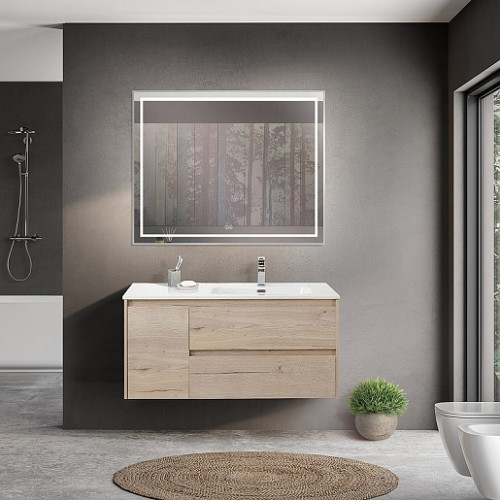 BelBagno Тумба с раковиной Kraft 100 R подвесная Rovere Galifax Bianco