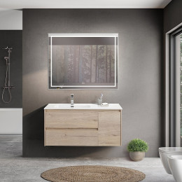 BelBagno Тумба с раковиной Kraft 100 L подвесная Rovere Galifax Bianco