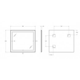 BelBagno Зеркало SPC-KRAFT-900-800-SENS-NERO