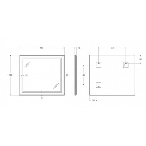 BelBagno Зеркало SPC-KRAFT-900-800-SENS-NERO
