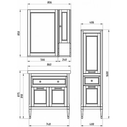 ASB-Woodline Тумба с раковиной Гранда 85 антикварный орех