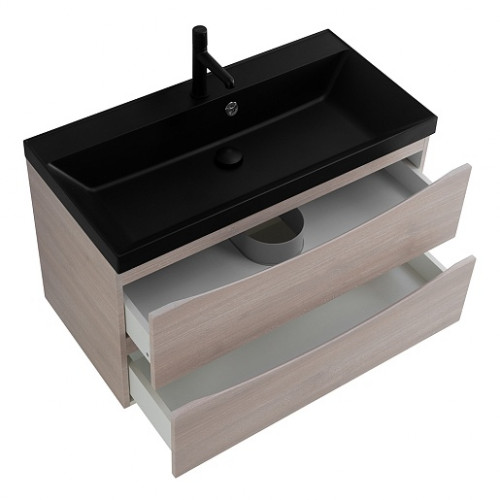 BelBagno Тумба с раковиной Marino 80 подвесная Rovere Grigio с раковиной 80/45 ART-AST-NERO