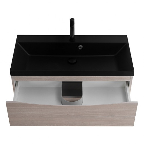 BelBagno Тумба с раковиной Marino 80 подвесная Rovere Grigio с раковиной 80/45 ART-AST-NERO