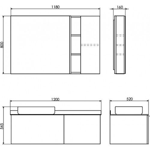 Comforty Мебель для ванной Милан 120 T-Y9378 с черной столешницей подвесная белая