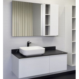 Comforty Мебель для ванной Милан 120 T-Y9378 с черной столешницей подвесная белая