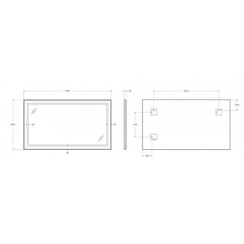 BelBagno Зеркало SPC-KRAFT-1400-800-SENS-NERO
