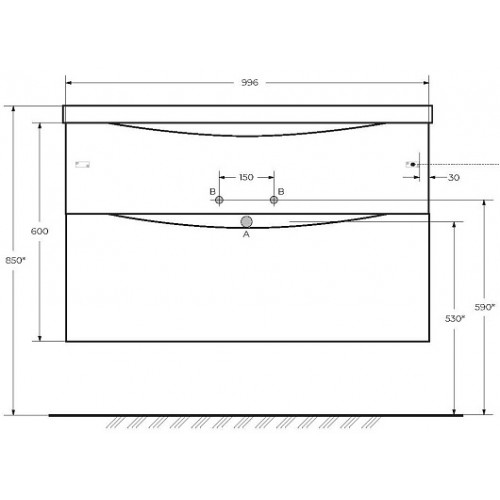 BelBagno Тумба с раковиной Marino-H60 100 подвесная Bianco Lucido
