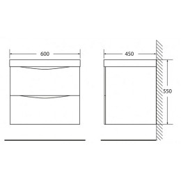 BelBagno Тумба с раковиной MARINO 600 Nero Lucido