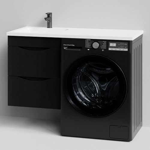 Водолей Тумба под раковину над стиральной машиной Смайл 48 L подвесная черная