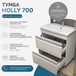 Vigo Тумба с раковиной Holly 700-0-2 белая матовая