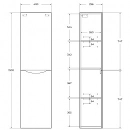 BelBagno Пенал для ванной Fly-Marino 40/150 R Rovere Nature