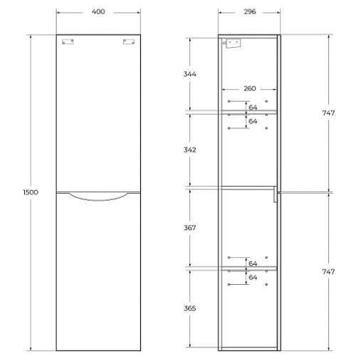 BelBagno Пенал для ванной Fly-Marino 40/150 R Rovere Nature