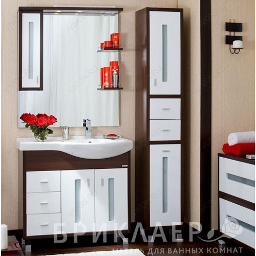 Бриклаер Зеркальный шкаф Бали 90 L венге