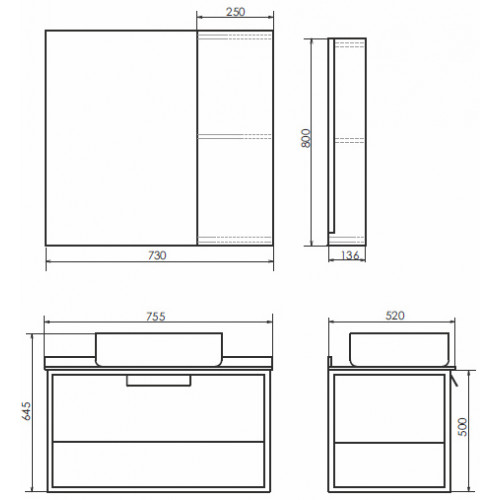 Comforty Зеркальный шкаф Кельн 75 дуб темный