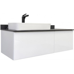 Comforty Мебель для ванной Милан 120 78189 с черной столешницей подвесная белая