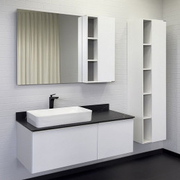 Comforty Мебель для ванной Милан 120 78189 с черной столешницей подвесная белая