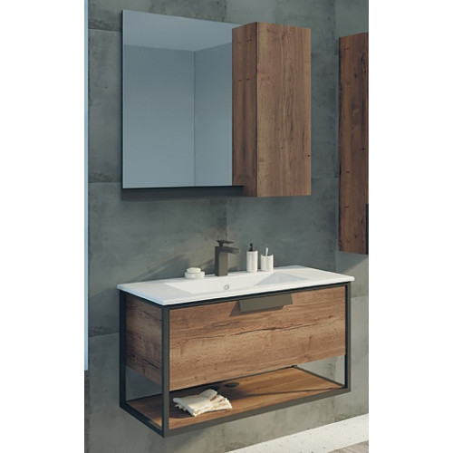 Comforty Мебель для ванной Бонн 90 (Quadro) подвесная дуб темный
